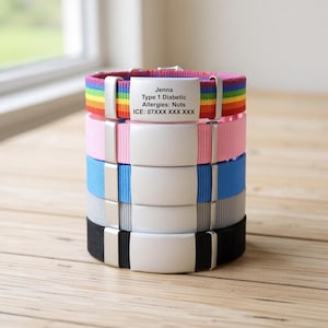 Personalised Rainbow Medical ID Alert Bracelet for Engraving Stainless Steel Nylon Customised