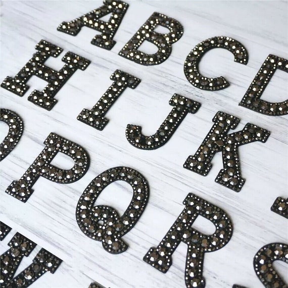 Rhinestone Sparkle 5.5cm Iron-on Patch Letters Alphabet Embroidery Clothes  