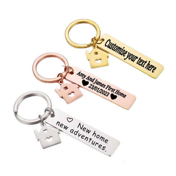 Personalised Keyring New First Home Gift Customised Engraving Stainless Steel 1st Home New Home Keys Valentines Day