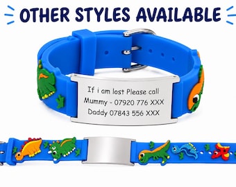 Lost Child Kid Bracelet Personalised Kids ID Wristband Custom Emergency Contact Bracelet Child Safety Medical Alert Personalized Engraved