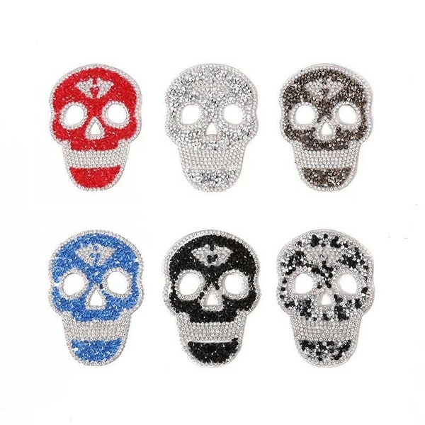 Rhinestone Sugar Skull Biker Patch Patches Iron on Alphabet Embroidery Clothes