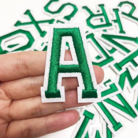 Dark Green Letter Patch Patches Iron on Sew on Alphabet Embroidery Clothes  Retro 