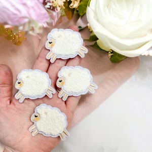 Patch White Sheep Animal Chenille 5.1cm Iron on Sew On Kids Childrens Appliqué