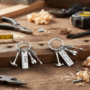 Porte-clés outil personnalisé pour papa bricoleur - Cadeau gravé personnalisé, breloques pour outil, fête des pères, anniversaire, cadeau DIY pour lui, porte-clé personnalisé