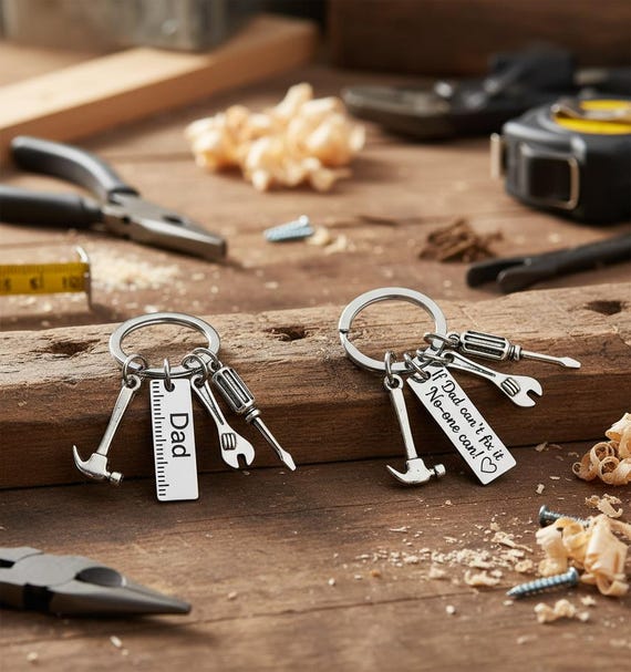 Porte-clés Outil Personnalisé Pour Papa Bricoleur - Cadeau Gravé