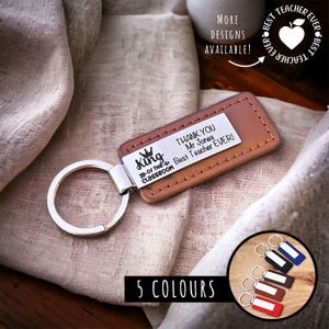 King of Classroom Leather Keyring, Premium Gift for Teachers and Educators, Stainless Steel and Leather Keychain Customised Laser Engraving
