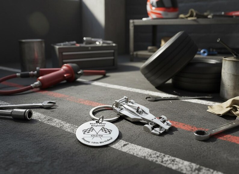 Personalised Racing Car Keyring – Custom Engraved Motorsport Gift, Perfect Stocking Filler for Car Lovers, Birthdays & Engraved Personalized image 6