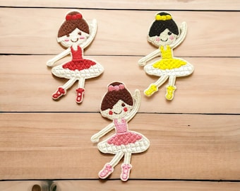 Ballerina Embroidered Iron-On Patches Dancer Patch Badge Iron On / Sew On Dress