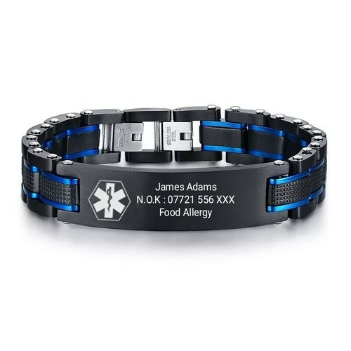Personalized Stainless Steel Medical ID Bracelet Free Etsy