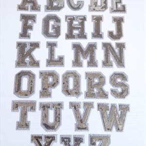 Silber Buchstabe Sequin Patch Patches Aufnäher Aufnäher Kleidung Alphabet Stickerei