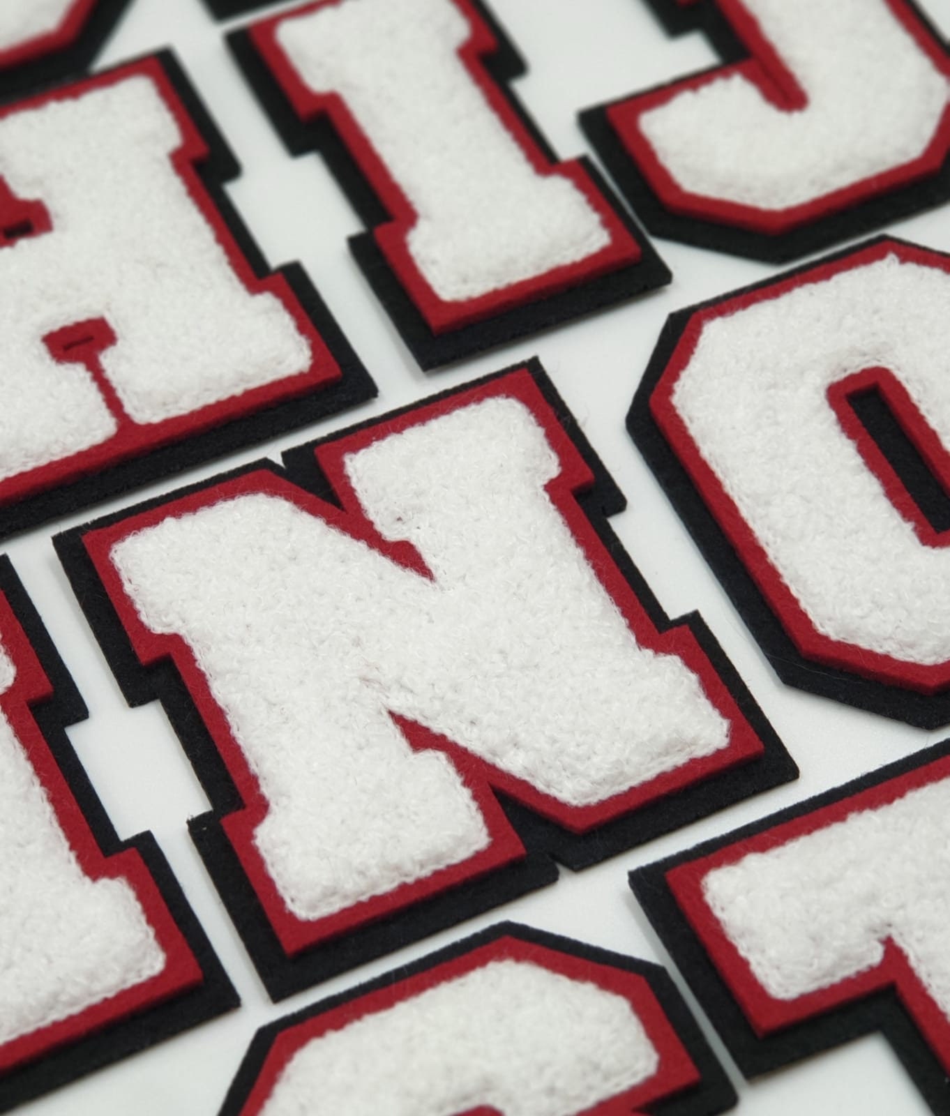 Letters Iron On Letters - Varsity Chenille Q-R-S-T Patches - Iron Adhesive  or Sew On Appliques - Decorative 5 Red Letters with White Border