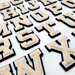 Patch de letras em chenille 3D de 5 cm, tamanho grande, para passar em toalhas, costurar em roupas com bordado de alfabeto