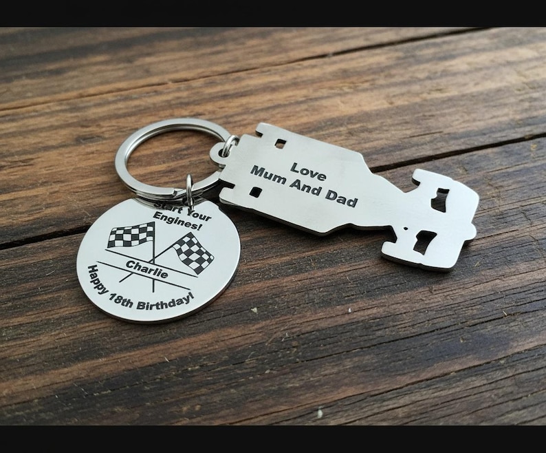 Personalised Racing Car Keyring – Custom Engraved Motorsport Gift, Perfect Stocking Filler for Car Lovers, Birthdays & Engraved Personalized image 4
