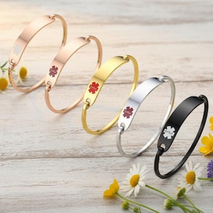 Personalised Medical Alert Bracelet Engraving Stainless Steel ID Name Name ICE Engraved Customised