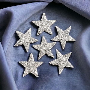 Rhinestone Sparkle Silver Star 8cm Patches Patch Space Iron on Alphabet Embroidery Clothes