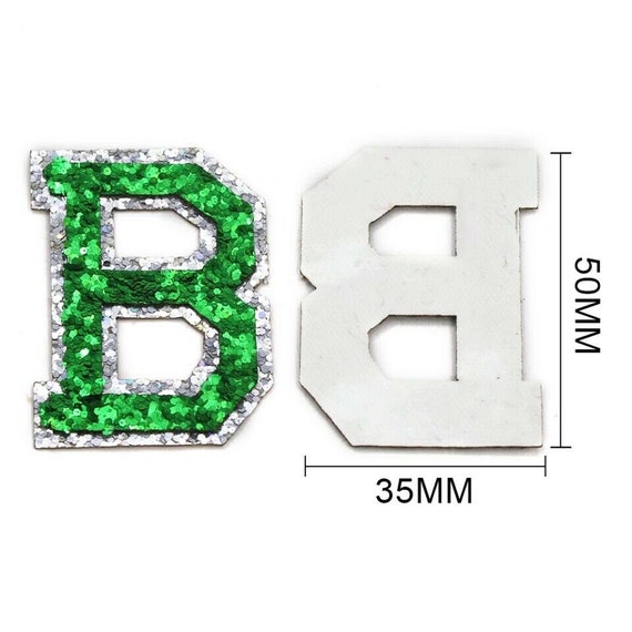 5.5CM Chenille Black Letters Patches Iron on Towel Embroidered Felt  Alphabet Glitter Sequin Heat Adhesive Applique DIY Accessory