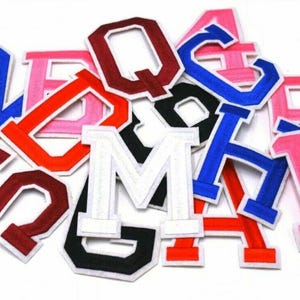 LARGE White Letter / Number Patch 9.8cm Patches Iron on /Sew on Alphabet Embroidery