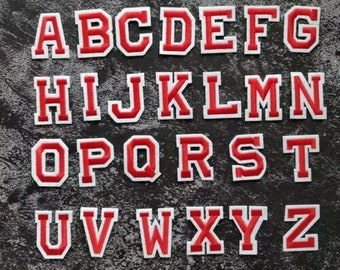 Écusson de lettre rouge patchs fer sur/coudre sur des vêtements de broderie alphabet rétro
