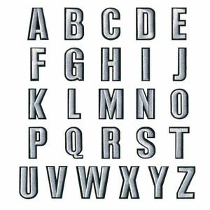 Silver Letter Patch Patches Iron on / Sew on Retro Alphabet Embroidery Numbers