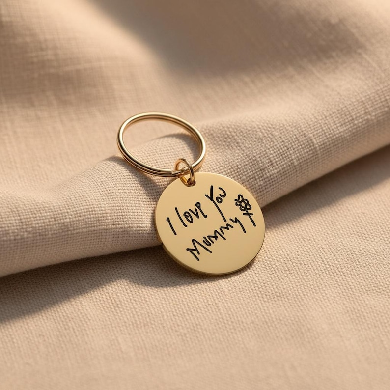 Child's Kids Drawing Engraved Keyring - Personalised Mummy Daddy Mother's Day Photo Keepsake - Handmade Laser Engraved Personalized image 10