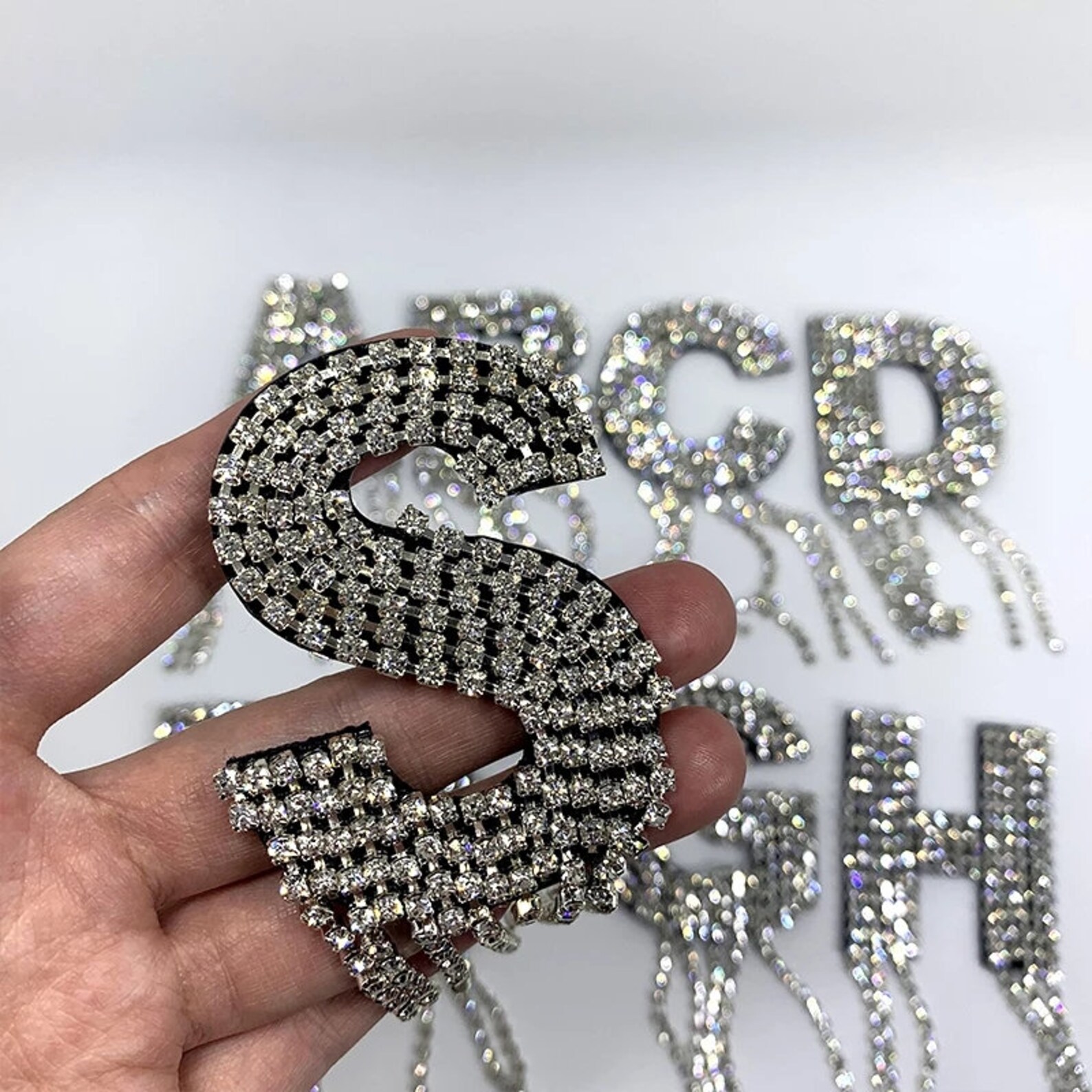 Rhinestone Silver Letter Patch Patches Iron /sew on Alphabet Etsy