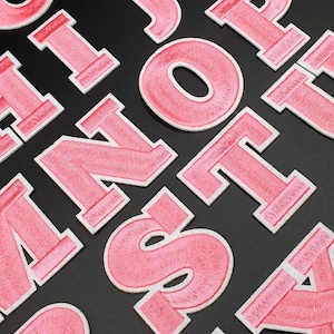 5.5cm Pink / White Letter Patch Patches Iron on / Sew on Alphabet Embroidery Clothes