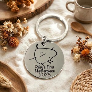 Child's Kids Drawing Engraved Keyring - Personalised Mummy Daddy Mother's Day Photo Keepsake - Handmade Laser Engraved Personalized image 5
