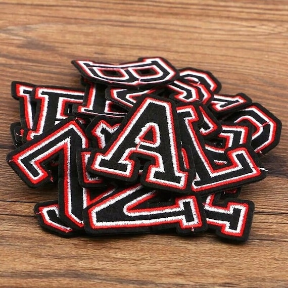Letter Black Patch Patches Iron on / Sew on Retro Alphabet Embroidery  Clothes 