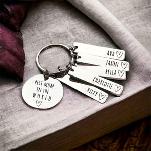 Llavero familiar personalizado, regalo de cumpleaños para mamá, mamá, abuela, mamá pertenece a, etiquetas personalizadas grabadas para papá, abuela, abuelo, amado por imagen 6