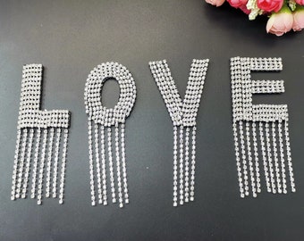 Rhinestone Silver Letter Patch Patches Iron /Sew on Alphabet Embroidery Clothes Tassel