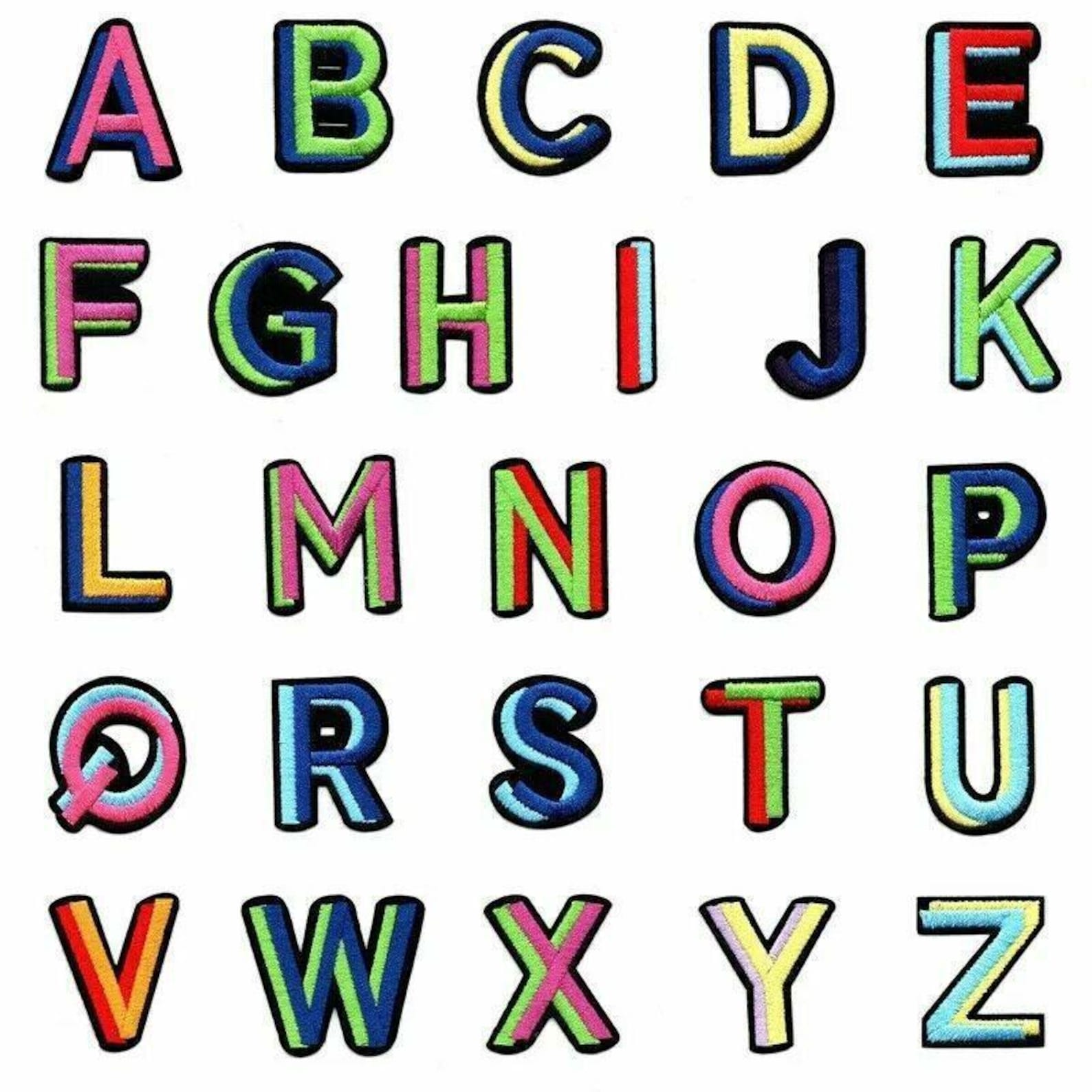 Multi Colour Letter Patch 4.5cm Patches Iron on / Sew on Alphabet ...