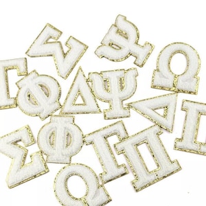 Aufnäher Griechisches Alphabet Chenille Omega Theta Phi Psi Pi Delta zum Aufbügeln / Aufnähen Aufnäher