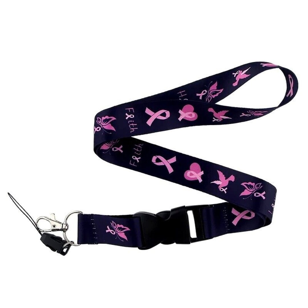 Lanyard ID Strap Breast Cancer Ribbon Dove Butterfly Pass Key Etsy