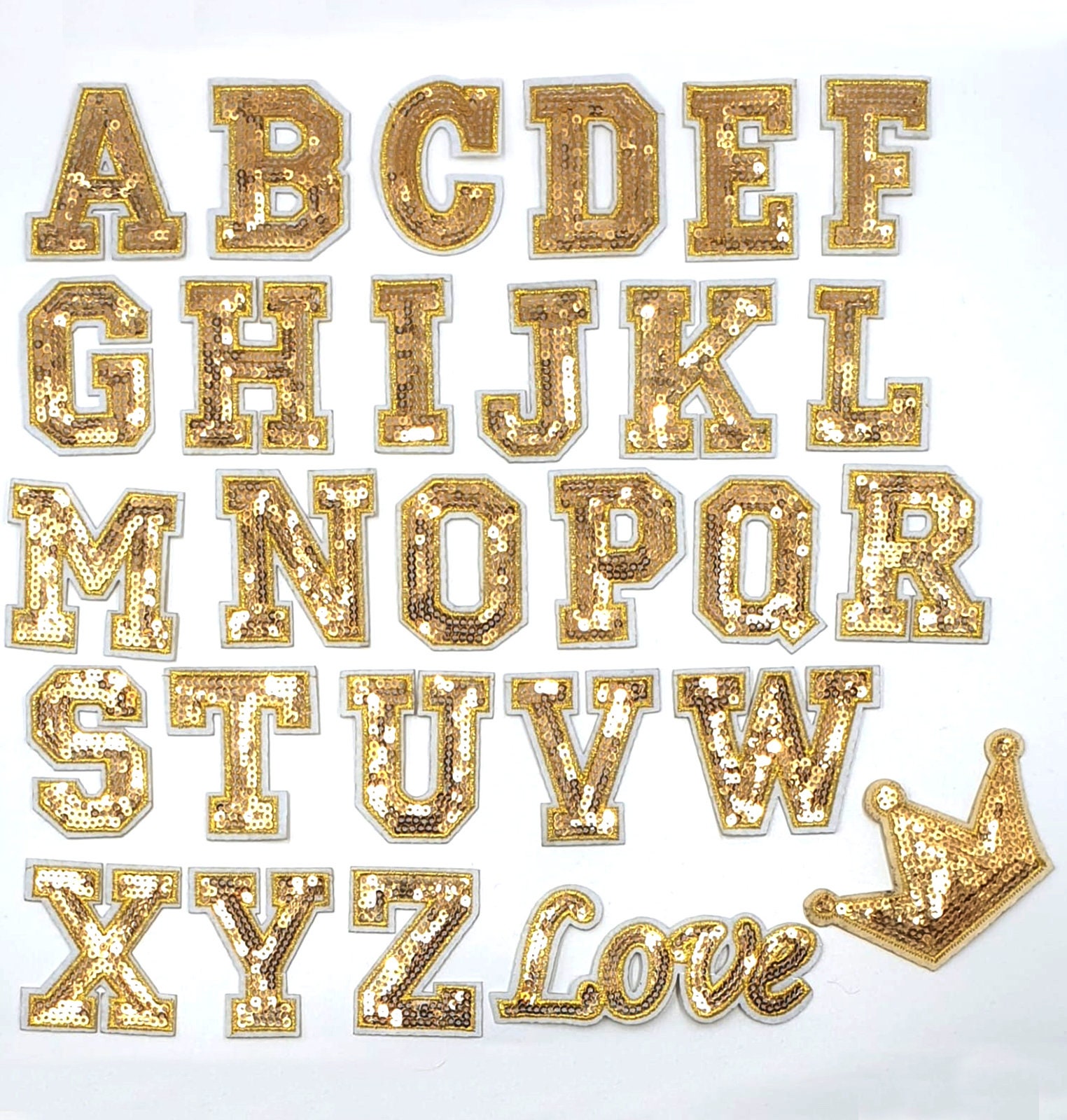 Gold Alphabet Letter and Number Iron On Patches for Applique, Sewing, –  BrightCreationsOfficial