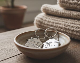 Personalised House Keyring: Engraved Homeowner Gift, Stainless Steel & Zinc Alloy, Custom Engraved Keepsake