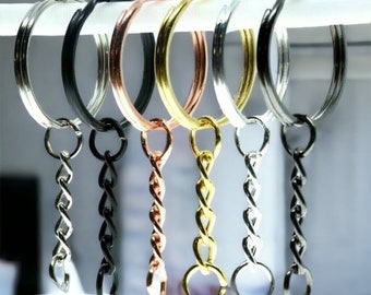 Llavero de 25 mm Espacios en blanco Anillos divididos Eslabones de llavero en plata, oro rosa, oro, negro, bronce de cañón