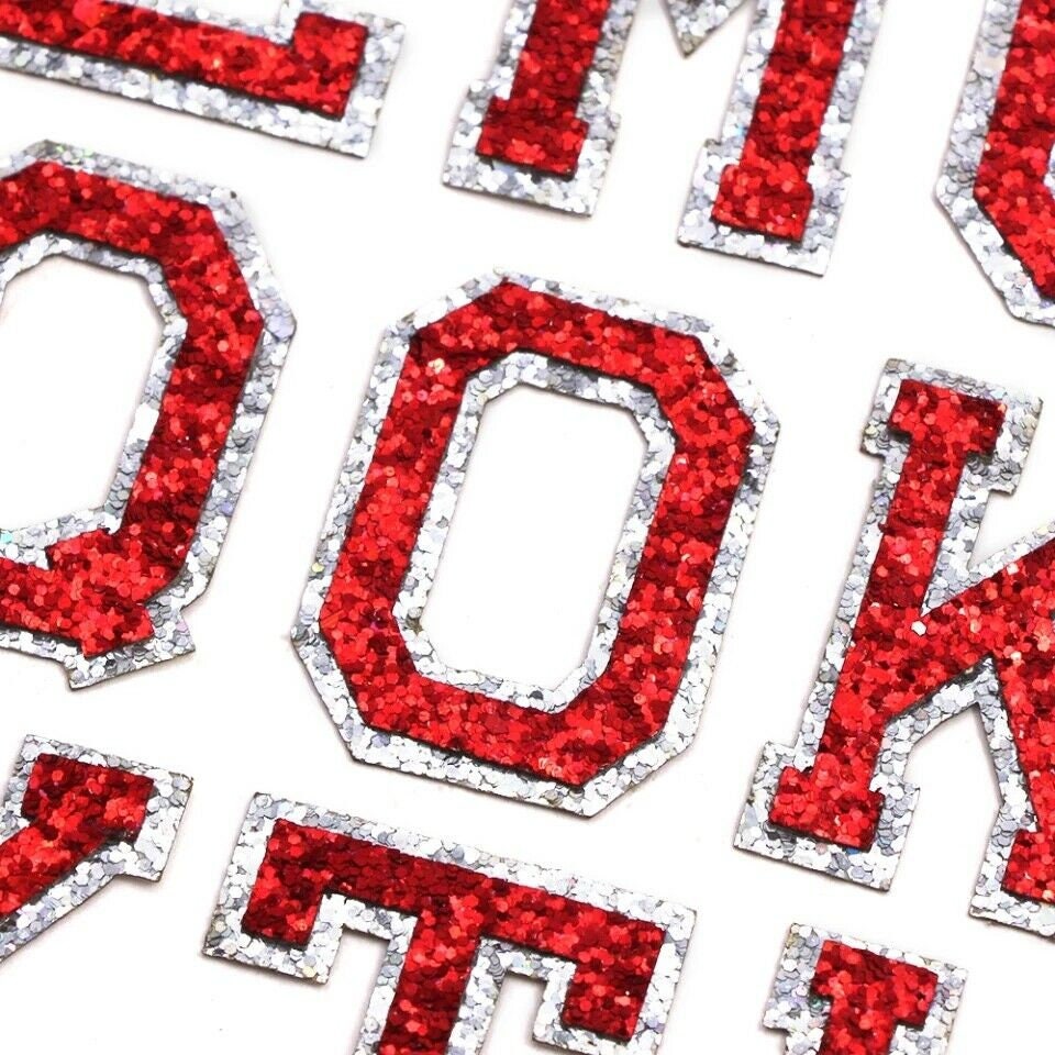 Red Letter Patch Patches Iron On Sequin Glitter Alphabet Etsy