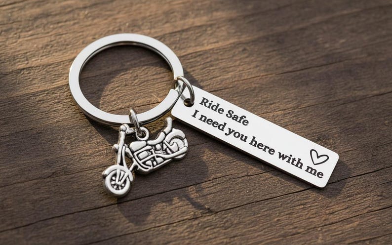 Personalised Motorbike Keyring, Ride Safe I Need You Here With Me, Motorcycle Keychain, Biker Gift for Him, Boyfriend Husband Dad Gift image 10