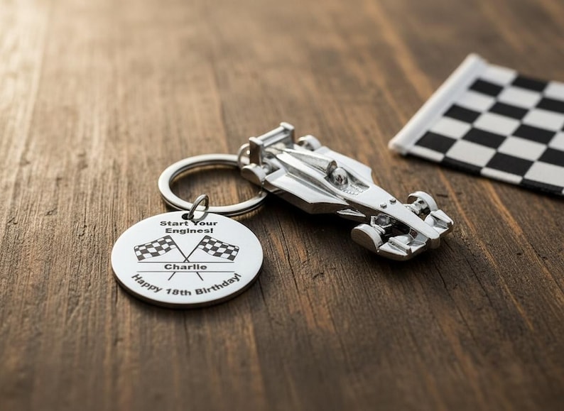 Personalised Racing Car Keyring – Custom Engraved Motorsport Gift, Perfect Stocking Filler for Car Lovers, Birthdays & Engraved Personalized image 7