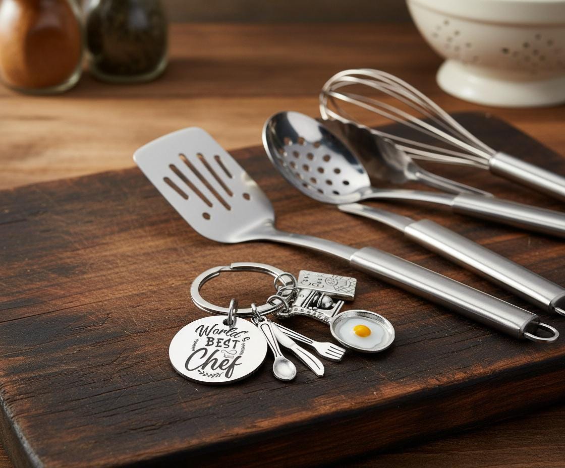 Ashton And Finch Portachiavi In Legno "Trust Me, I'm A Chef" Con Cappello Da Chef - Regalo Divertente Per Cuochi