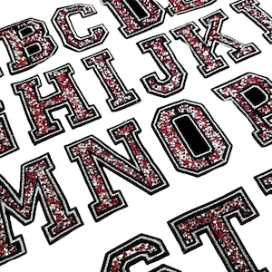 Red Rhinestone Sparkle 7.5cm Letter Patch Patches Iron /Sew on Alphabet Embroidery Clothes