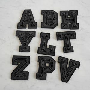 Rhinestone Sparkle Black Beaded Sew on Letter Patches Alphabet Embroidery Clothes 5cm Height