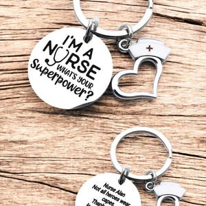 Personalised Nurse Keyring: Engraved Stainless Steel Gift with Charm