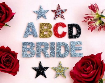 Rhinestone Letter Patch: Iron On Alphabet Letters (5.3cm), Black, Gold, Silver, Red and Pink
