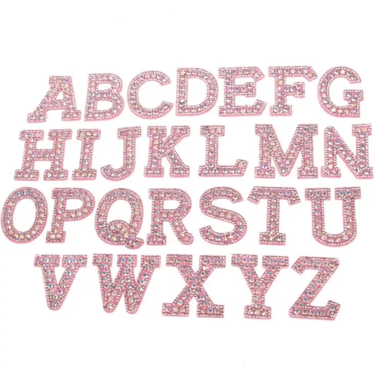 Rhinestone Pink Letter Patch Patches Iron /sew on Alphabet - Etsy