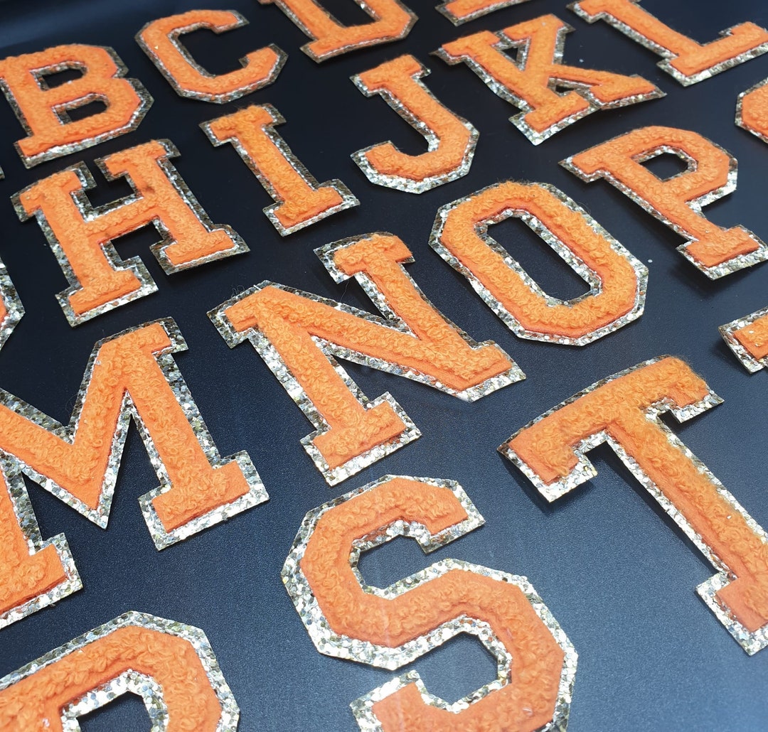 6.2cm Orange Chenille Patch Letter Patches Iron on / Sew on Retro ...