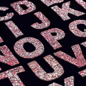 Pink Rhinestone Sparkle Letter Patch Patches Iron on Alphabet Embroidery Clothes