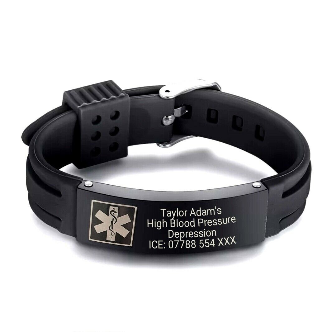 Personalised Medical Alert Bracelet Customised Engraving Stainless  