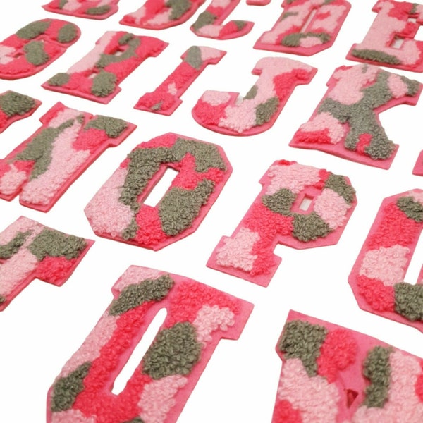 Chenille Rose Camouflage Camo Patch Lettre Patches Fer sur / Coudre sur Rétro Alphabet Broderie