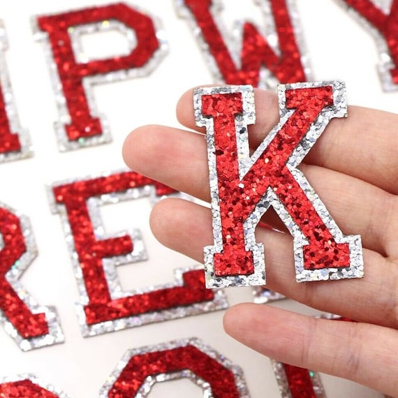 New Red Embroidery Letter Iron on Patch Name Letters Patch For Clothes  T-Shirt Repair Alphabet